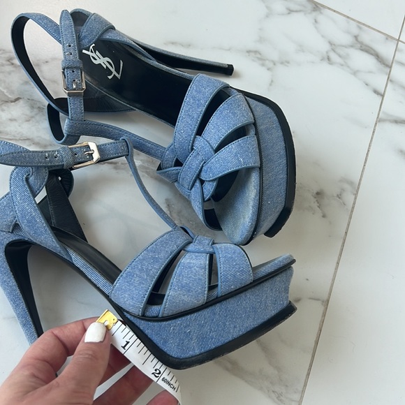 Saint Laurent Tribute Sandal Blue Jean 38.5 👖 👠 - Picture 6 of 10